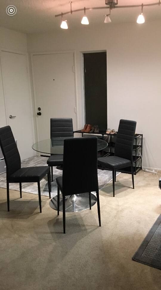 Glass Dining Table 36"W x 30"H With 3 Chairs Set