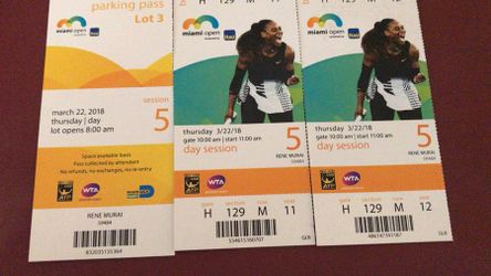 Miami Open 4 tickets and parking pass