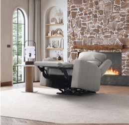 Light Gray Leather Power Recliner Chair