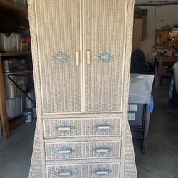 Wicker Wardrobe Cabinet/Armoire
