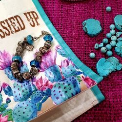 Get Gussied Up Pandora Style Bracelet & Turquoise Jewelry Beads $15 for All