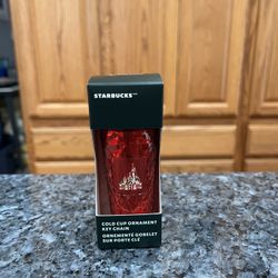 Disney Parks Cinderella Castle Christmas Starbucks Cup Ornament Keychain.  Brand New Factory Sealed