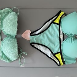 Victoria Secret 2 Pc Bathing Suit And Bra 36 B