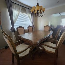 Antique Dining Set - Table And 8 Chairs