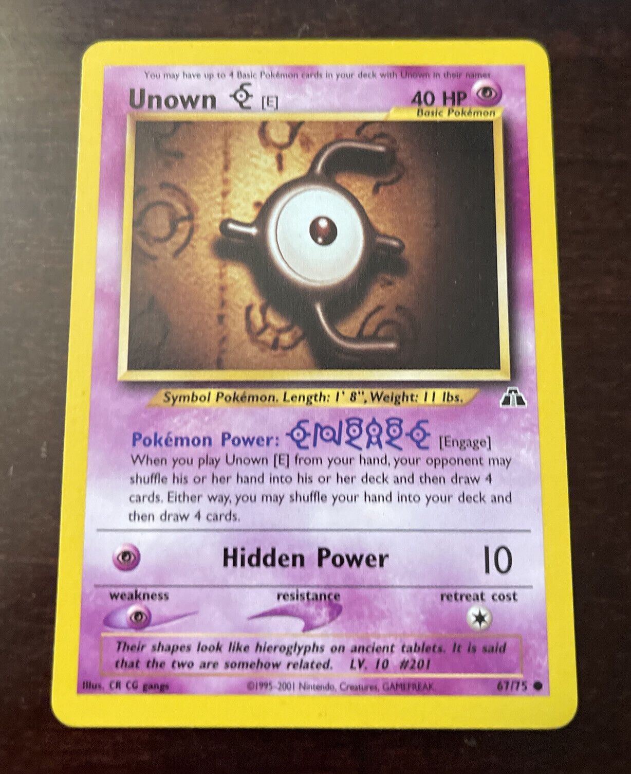 Nintendo Pokemon Unown E Neo Discovery Card #67/75