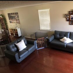 Gray sofa, leather set