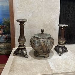 Candle Holder Vase With Lid Set 