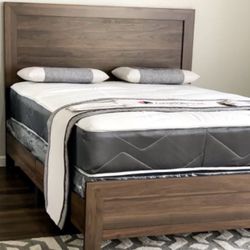 $299/Brand New Queen Size Brown Wooden Bed Frame With New Mattress/Fast Delivery