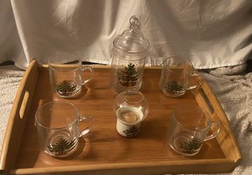 Vintage Nikko Christmas Cookie Jar/ Mugs/ Candle Set 