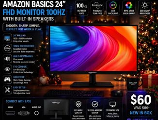 Amazon Basics 24" FHD 100Hz Monitor with Speakers