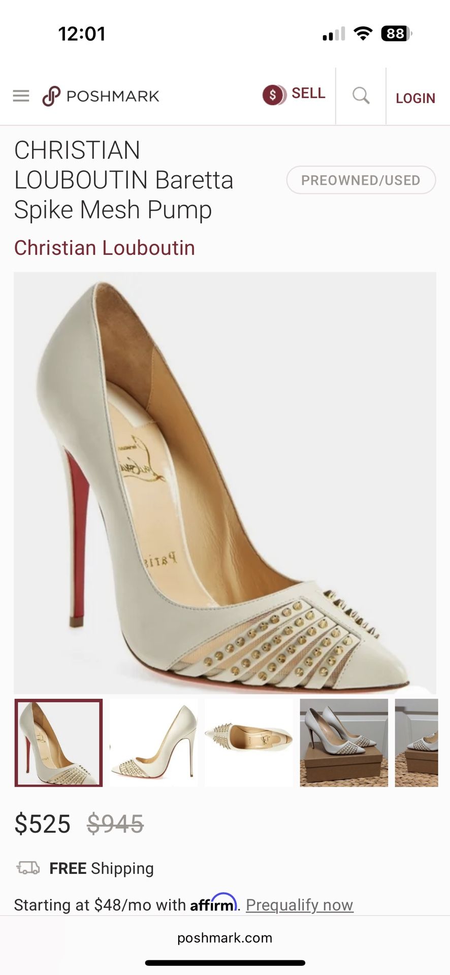 Christian Louboutin Baretta Spike Pump 36.5