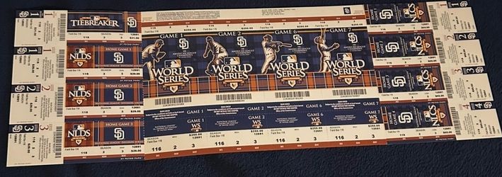 2010 Padres Phantom Playoff Ticket Sheet – World Series, NLCS & NLDS
