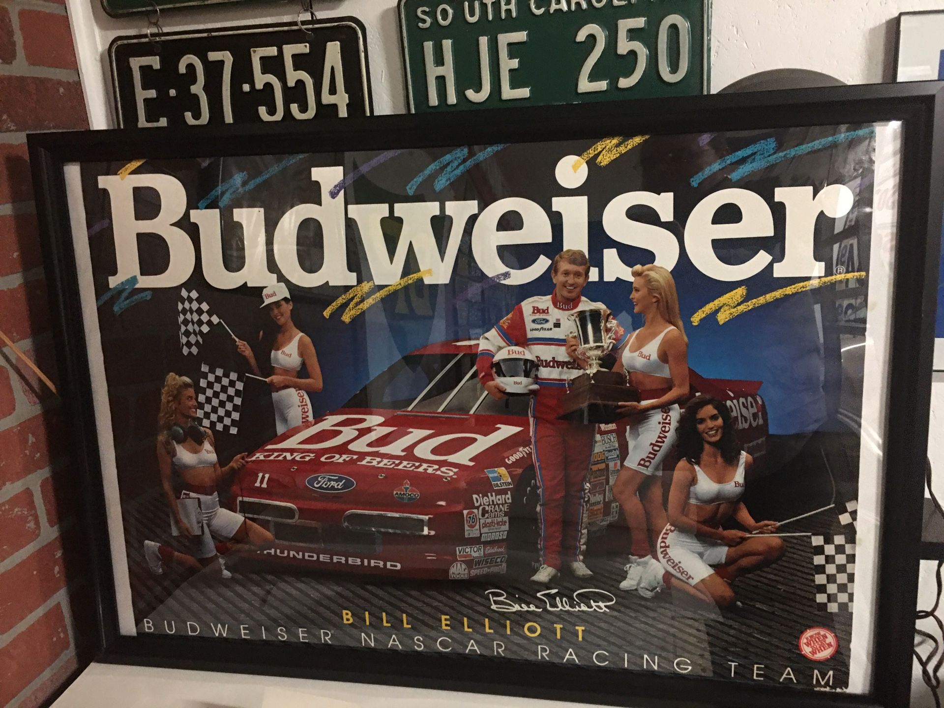 Framed Bill Elliott Budweiser Racing Poster