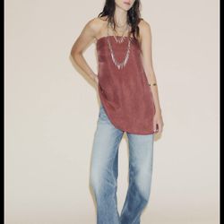 NWT Zara burgundy strapless top Size S