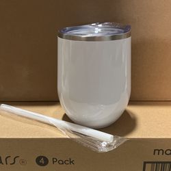 White Tumbler W/ Straw - BRAND NEW