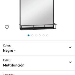 Espejo de pared grande multifunción con estante, 20x30 pulgadas, negro
