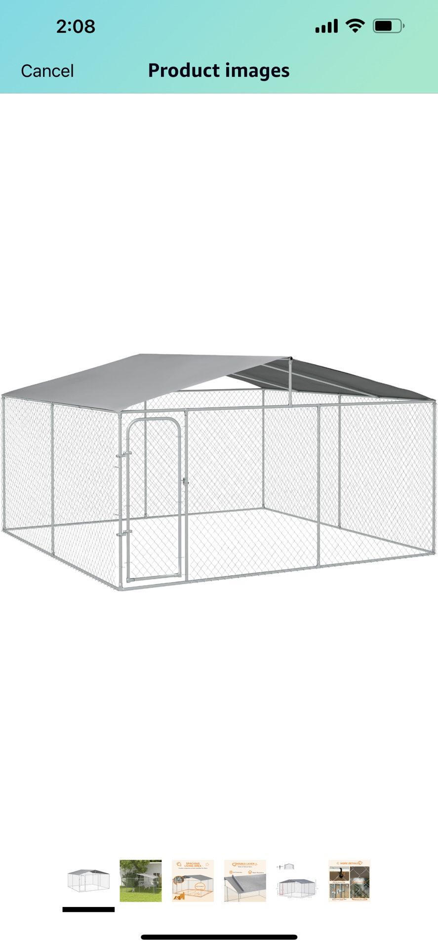 New in box 13' x 13' x 7.5' Large Dog Kennel Outside, Heavy Duty Dog Cage with Waterproof Cover, Outdoor Fence Dog Run with Galvanized Chain Link, Sec