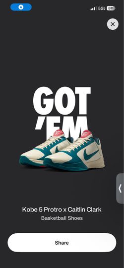 SIZE 13..Nike Kobe 5 Protro Caitlin Clark Coconut Milk