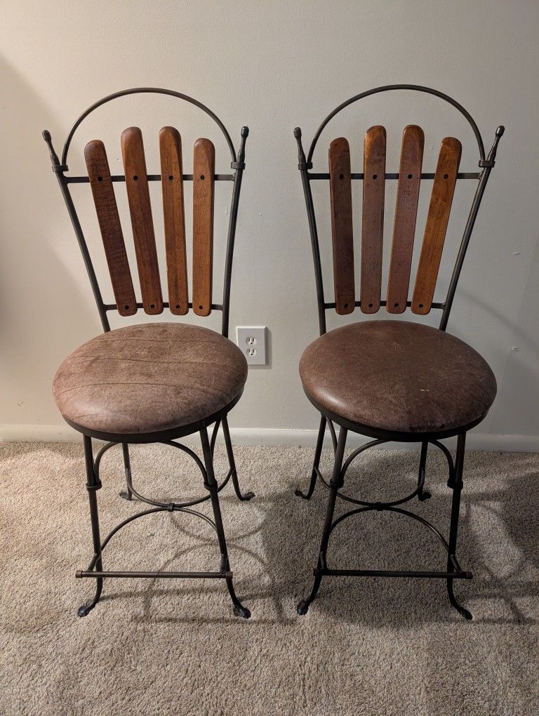 Two Bar Stools (Iron Legs)