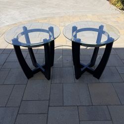 2 Round Glass Top Accent Tables