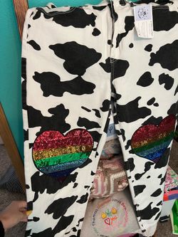 Cow print pants