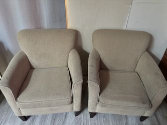 Pair of Beige Fabric Armchairs