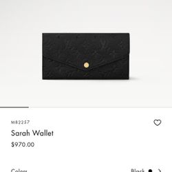 Never Used LV Sarah Monogram Empreinte Wallet 