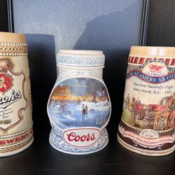 3 Vintage Beer Stein 