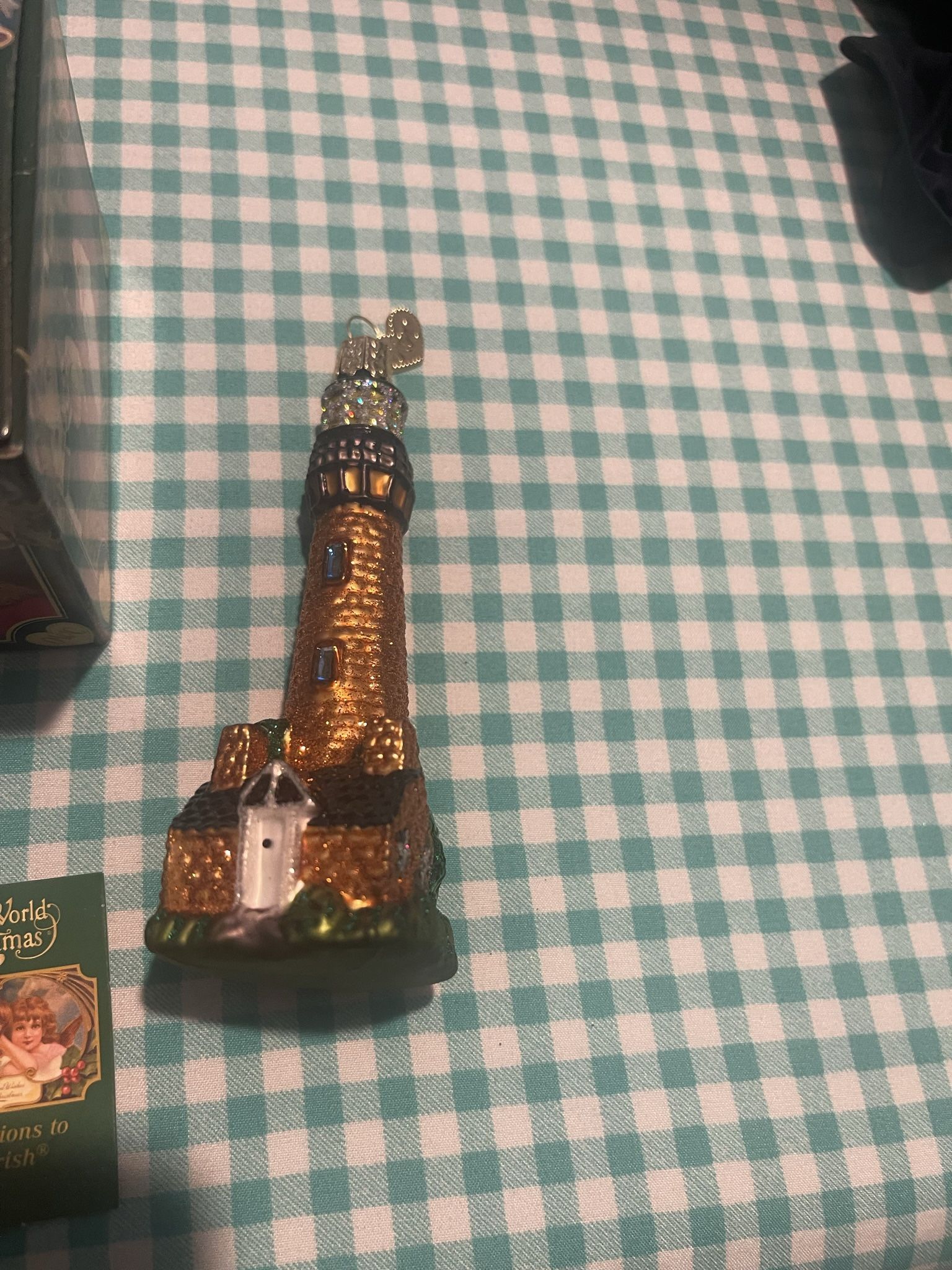 NIB Old World Christmas Blown Glass Currituck Lighthouse NC Ornament