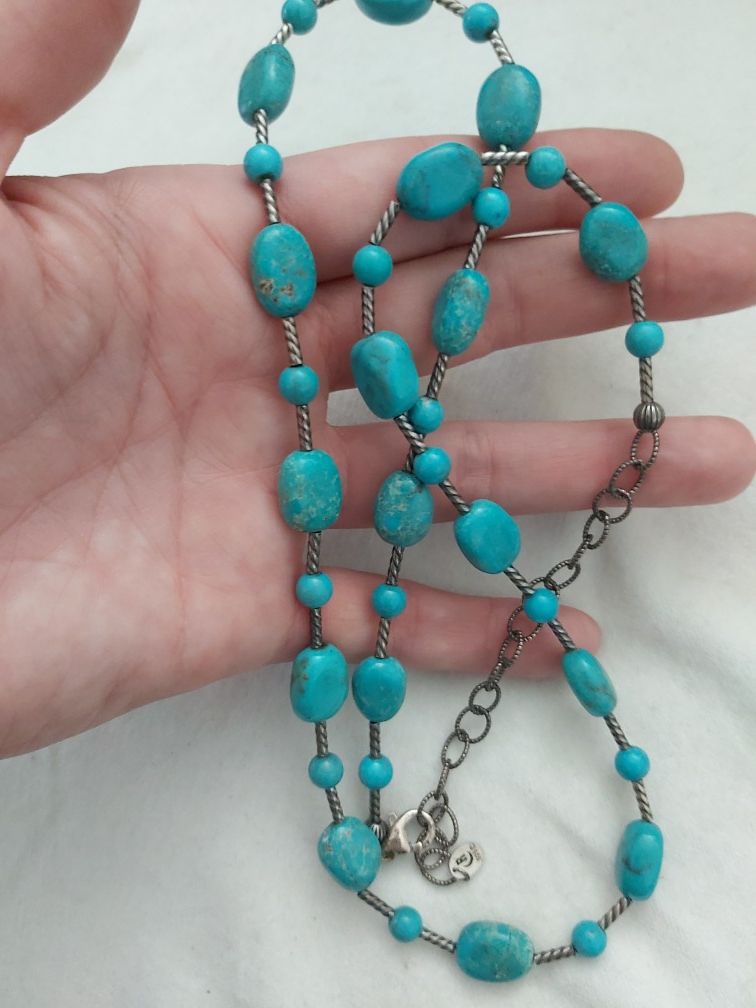 Sterling silver and turquoise necklace.