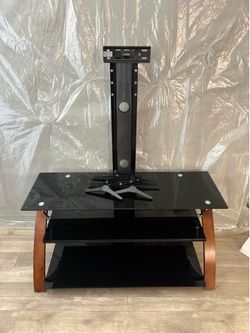 Modern Glass TV Stand with Mount – Black Entertainment Center