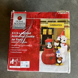 Christmas Inflatable Animated Cookie Scene With Bears And Penguins