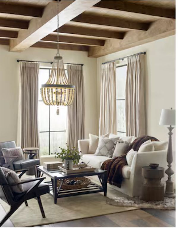 allen + roth Cait 4 -Light Off white Transitional Teardrop Medium Hanging Pendant light