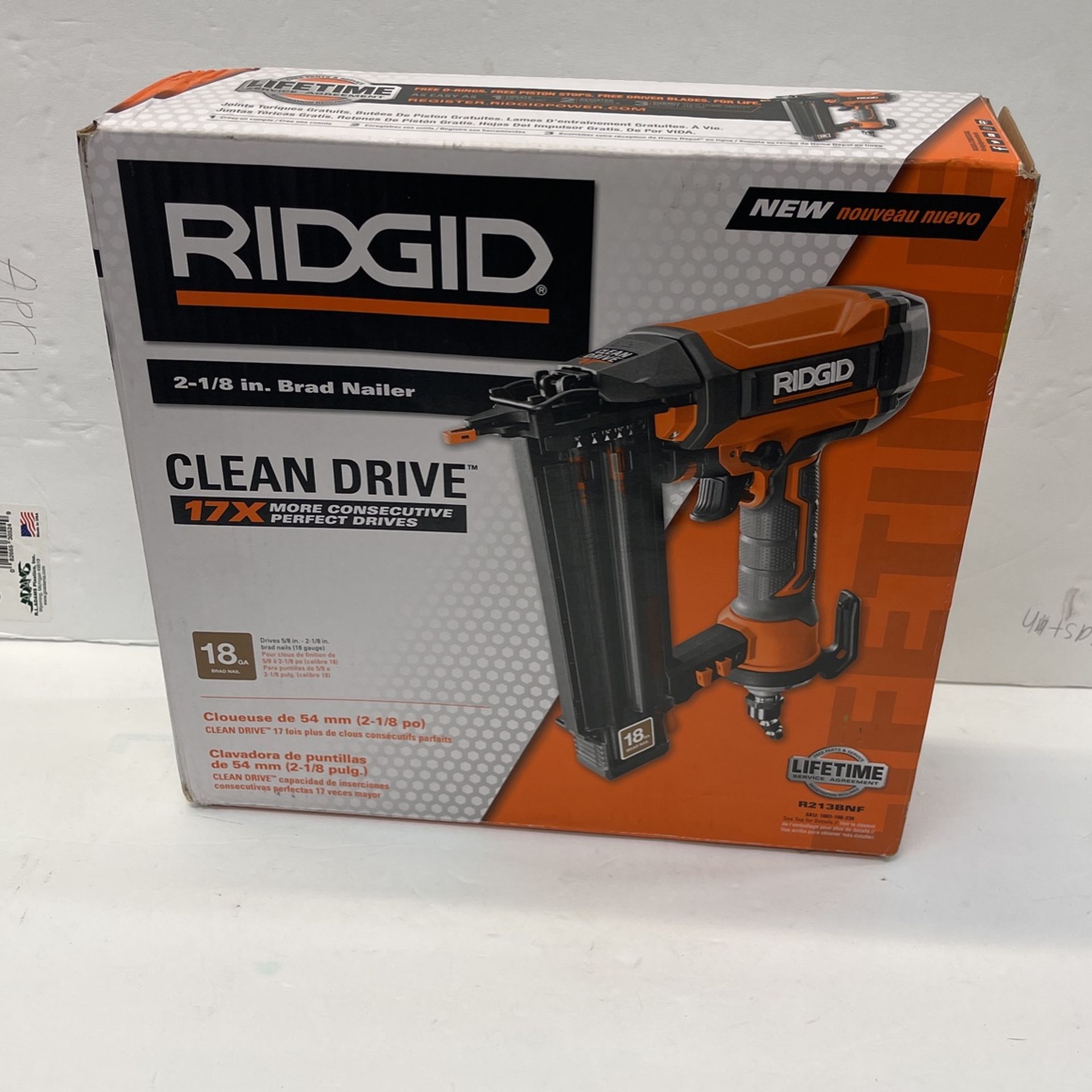 Ridgid 18 Gauge 2-1/8” Brad Nailer Nail Gun 