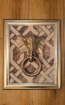 LIKE NEW Set of 3 Custom Made Silver Elephant Framed Wall Decor