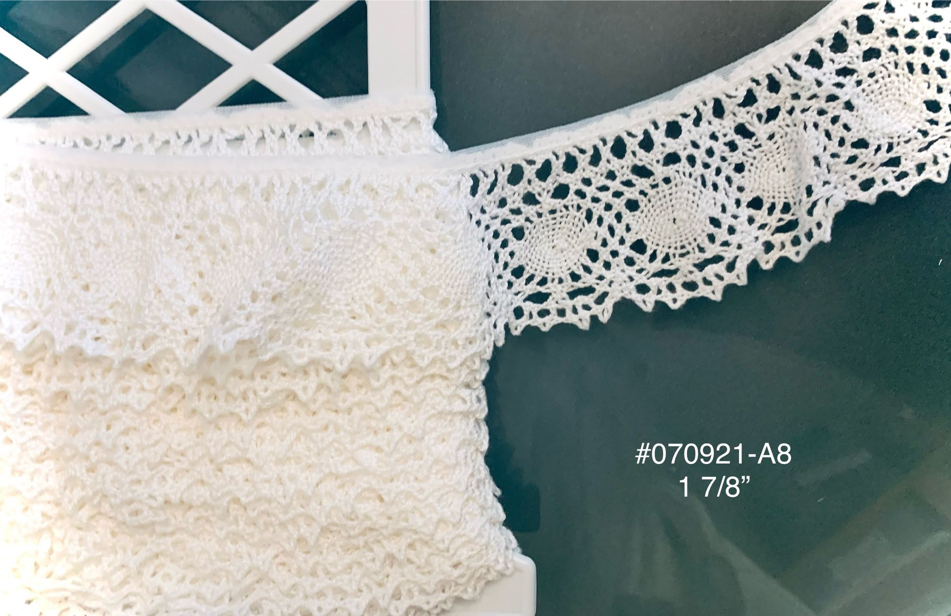 2 7/8!Yd of Gathered White Cluny Lace #070921-A8