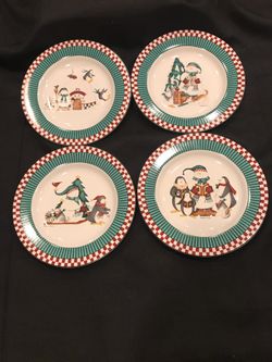 Sakura “Winter Follies” 4 set dessert plates by Debbie Mum