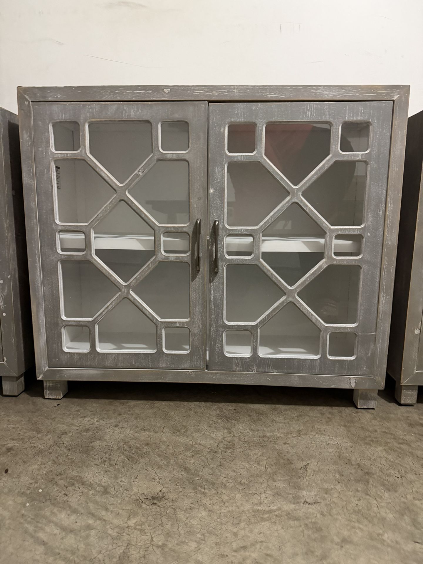 Modern Farmhouse Accent Console with Storage — 2-Door Glass-Front — $199 OBO