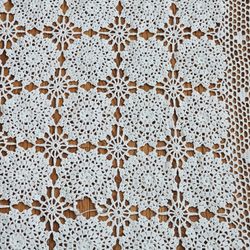 $25.00 - Crochet Tablecloth Or Fabric, 76" Long x 68" Width!  Gorgeous Patterns/Good Condition!
