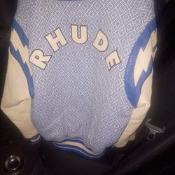 Rhude Varsity Jacket Blue Diamond Pattern
