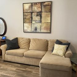 Gold 104” Sectional & Framed Wall Art 