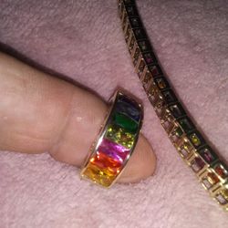 18k Over 925 Italy Rainbow .set