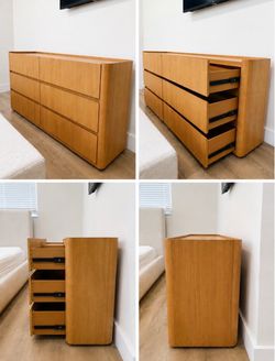 Modern light oak 6 drawer dresser