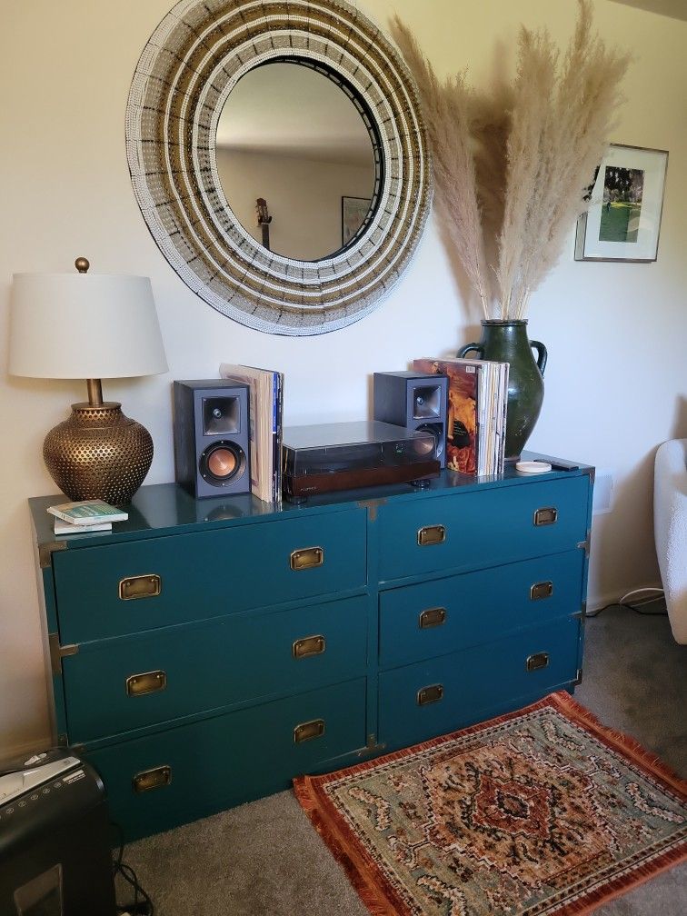 Dark Teal Lacquered Credenza/Dresser