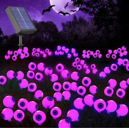 Halloween Solar Eyeball Lights Outdoor Waterproof 4 Pack 32 LED 8 Modes Solar...