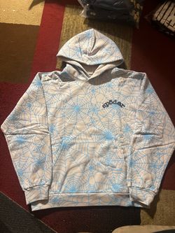 Sp5der Web Hoodie White and Blue