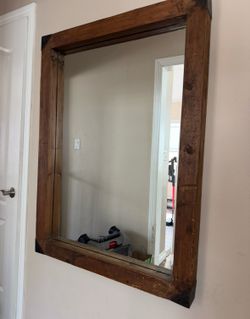 Large wood wall Mirror