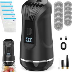 Vacuum Sealer, Electric Vacuum Sealing Machine for Mason Jars Vacuum Bags Food Storage Includes 5 Wide & 5 Regular Mouth Mason Jar Lids with 5 Vacuum 