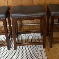 3 Leather Saddle Stool