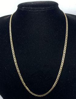 $1050 Two Tone Yellow and White Gold Cuban Chain Necklace
